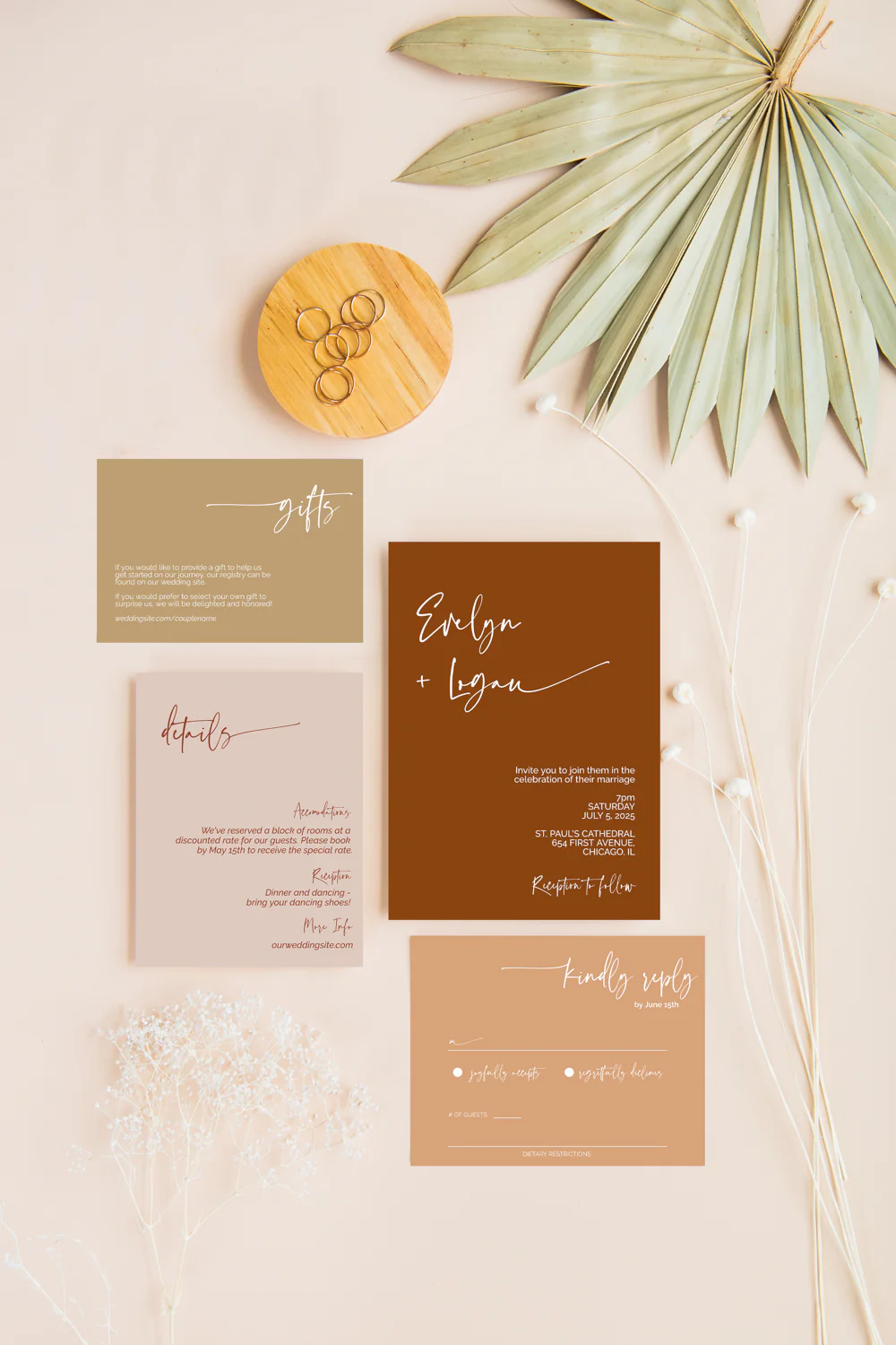 Terracotta Minimalist Invitation Suite Template - 025
