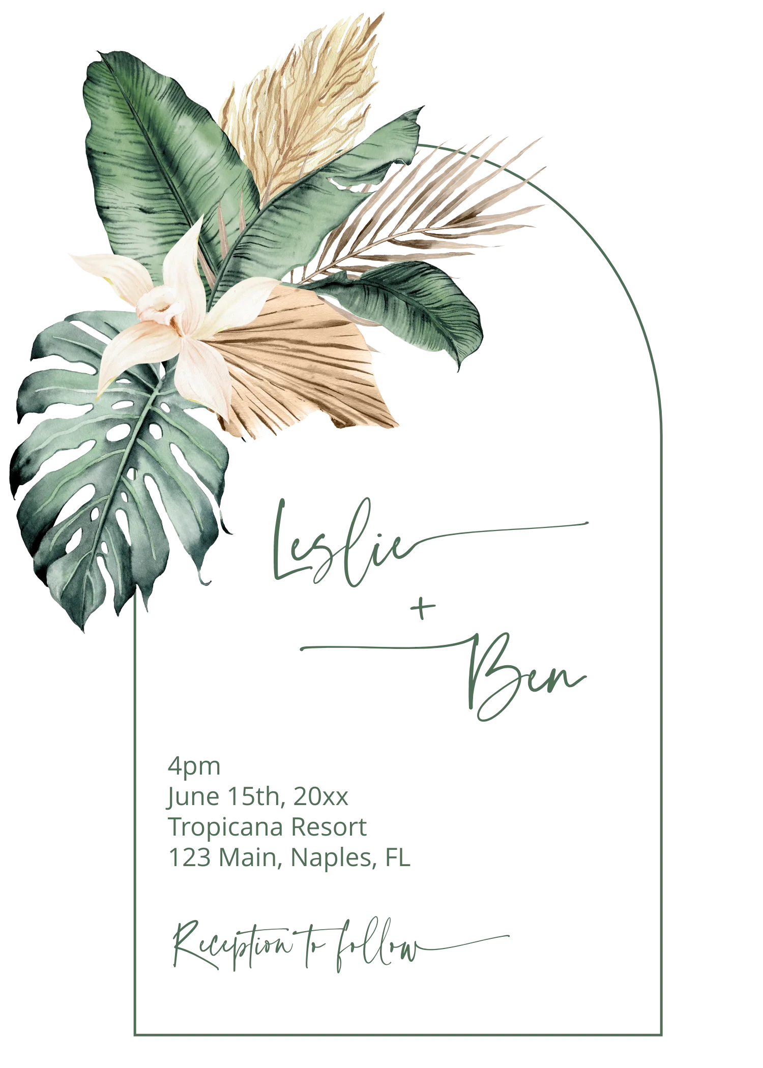 Tropical Minimalism Invitation Suite Template - Arch - Image 5