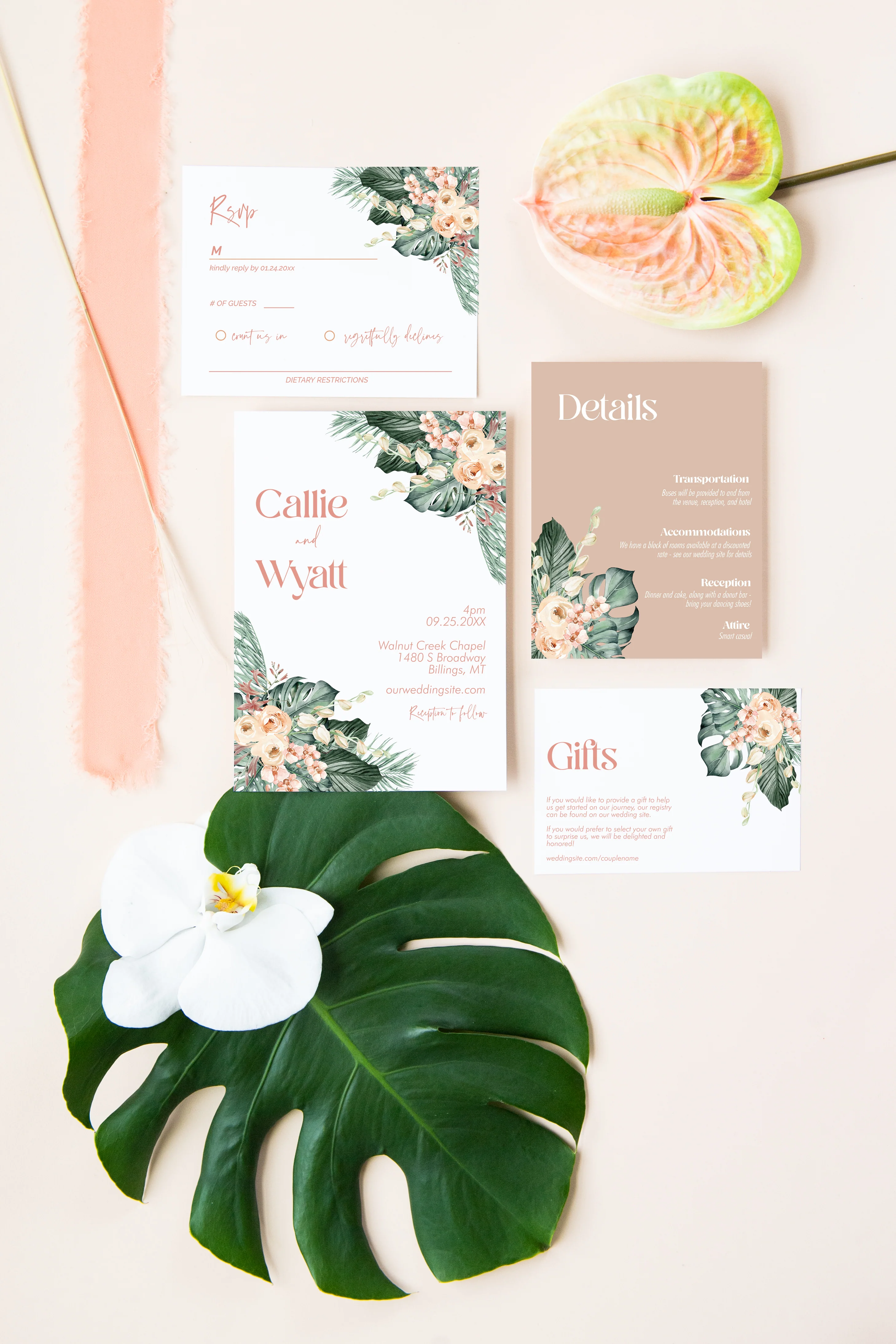 Tropical Nouveau Invitation Suite Template - 030