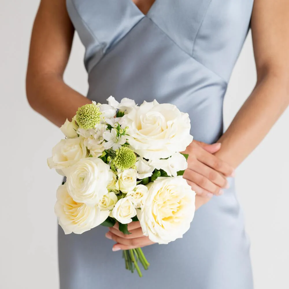 White Linen Bridesmaid Bouquet
