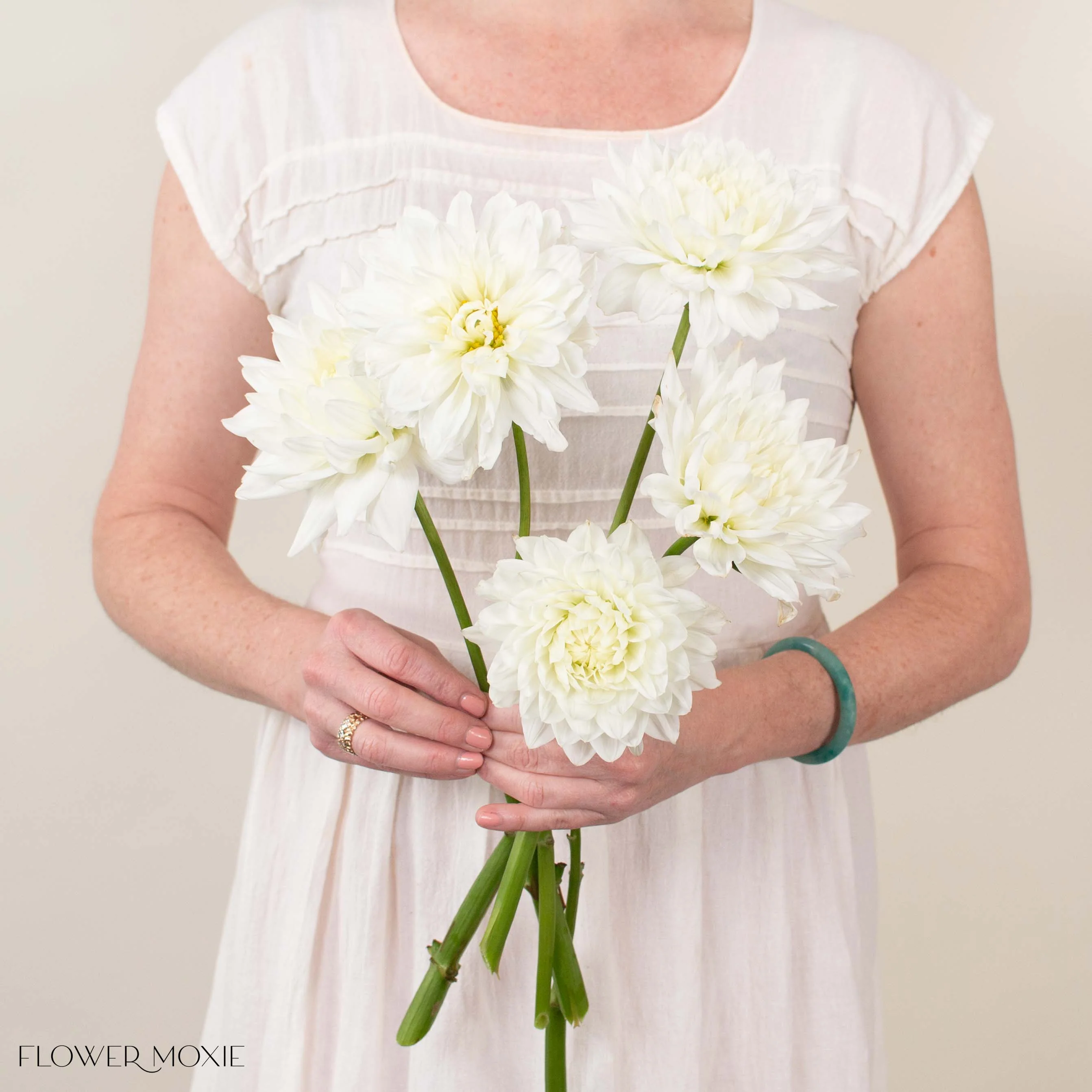 White Quartz Dahlia Flower - Image 3