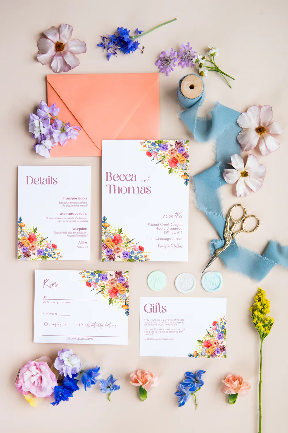 Wildflower Invitation Suite Template - 030